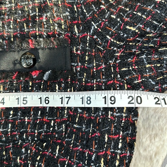 Talbots | Black with Red, Gold, & White Color Tweed Waist Jacket - Picture 5 of 11